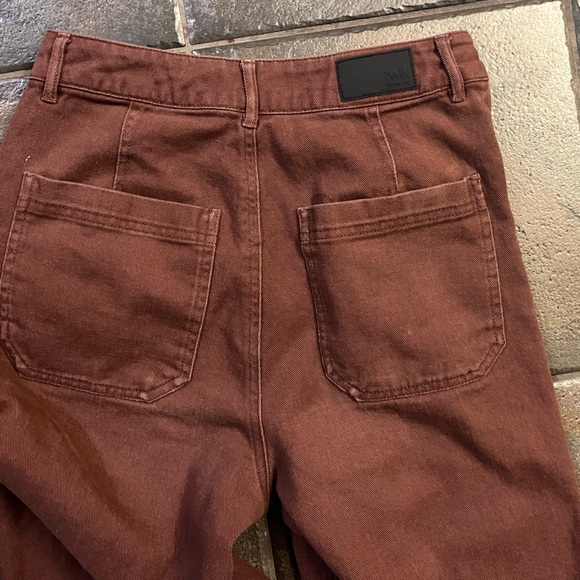 Twik by Simons Organic Cotton Wide‑Leg Brown Pants Y2K style Folk Fit Size 26 - Picture 3 of 9
